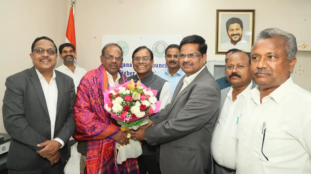 Prof. E. Purushotham is taking over the charge of Vice Chairman, TGCHE from Prof. V. Venkataramana on 17-10-2024